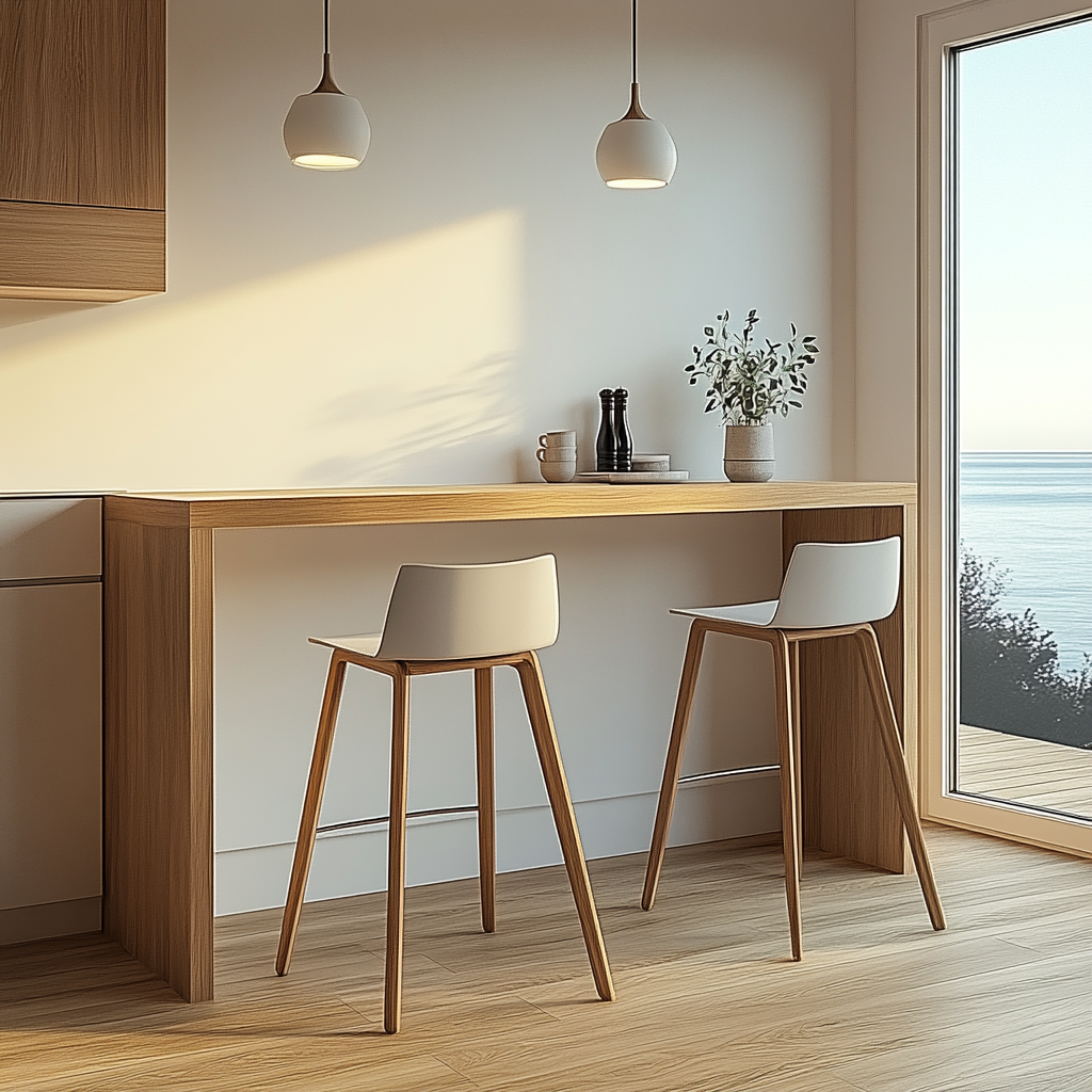 Oak Breakfast Bar Table (Freestanding) Oak Legs - Main Image