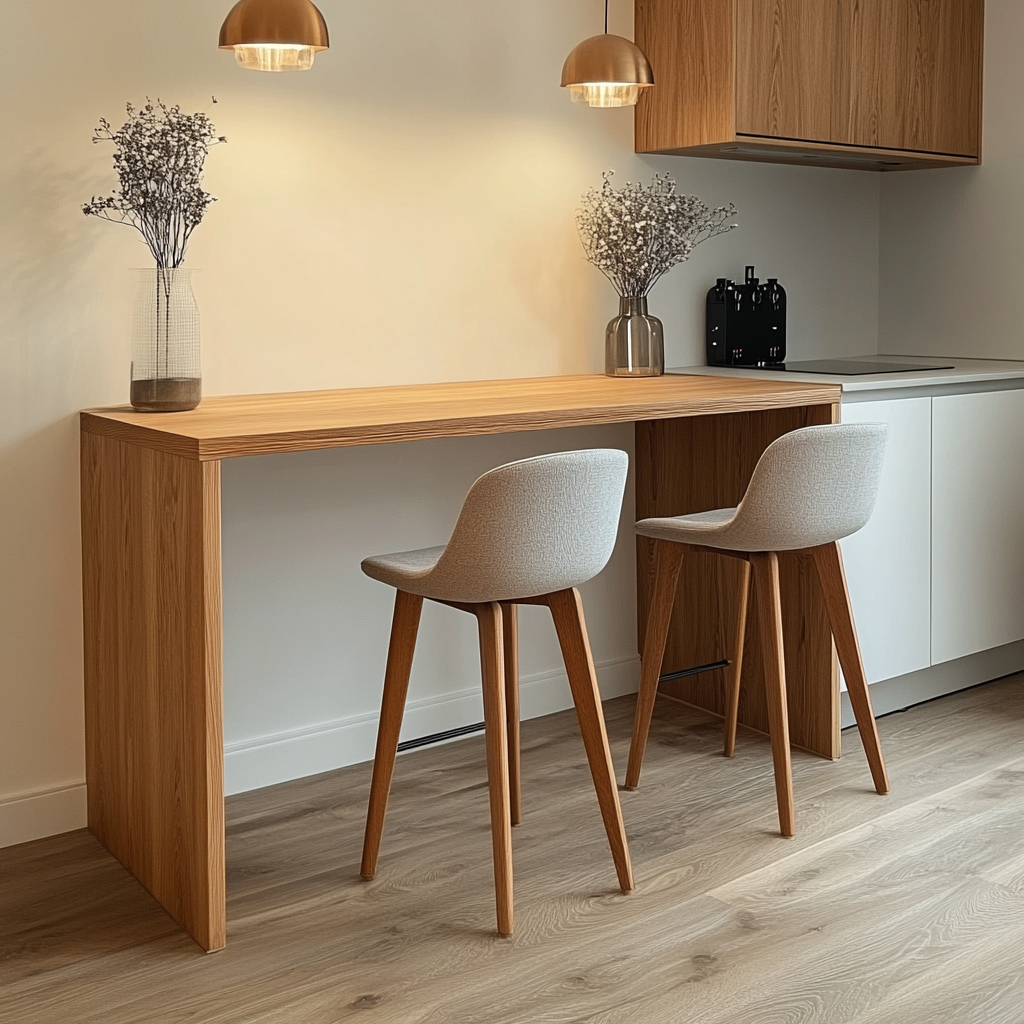 Oak Breakfast Bar Table (Freestanding) Oak Legs