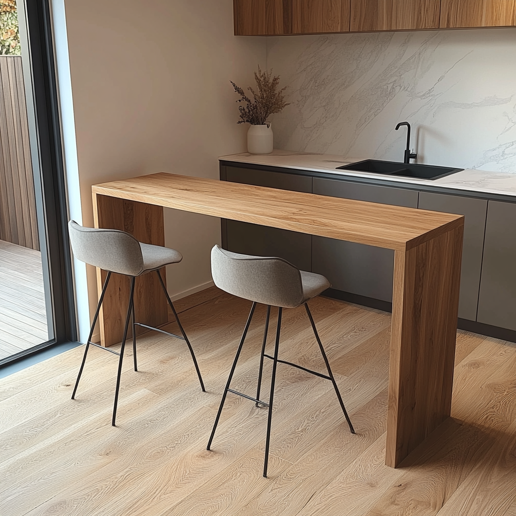 Oak Breakfast Bar Table (Freestanding) Oak Legs