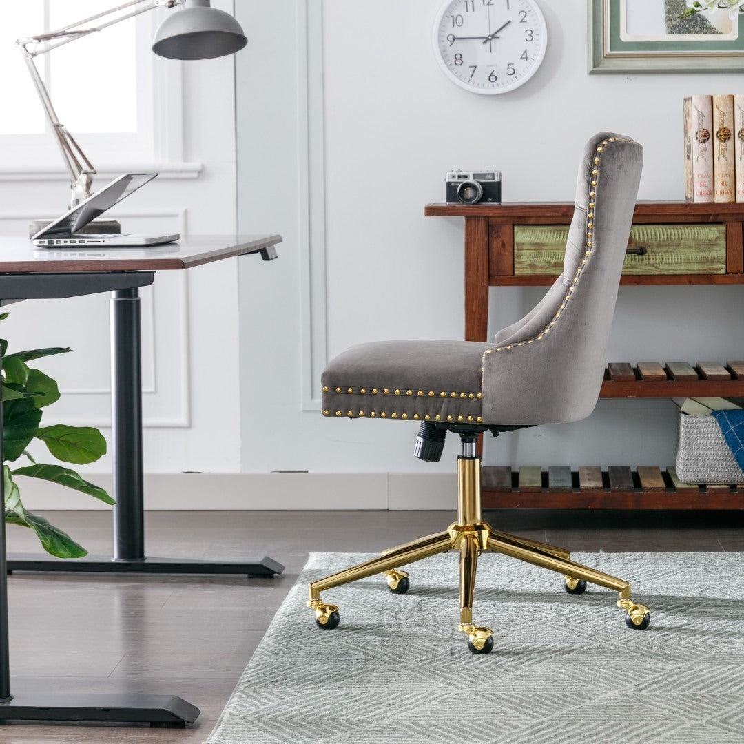 Deluxe Velvet Home Office Chair (Grey)