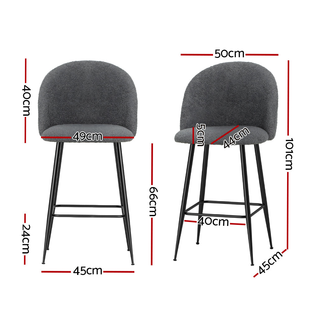 Sherpa Charcoal Barstool Chairs (Set of 2)