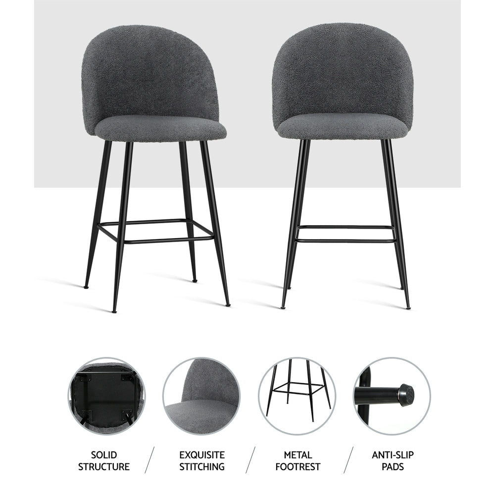 Sherpa Charcoal Barstool Chairs (Set of 2)