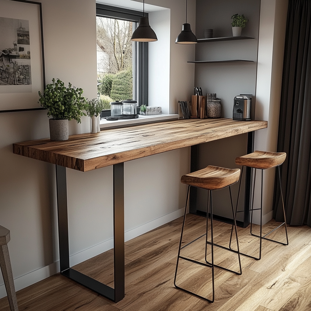 Chunky Rustic Breakfast Bar Table Freestanding Distinctive Interior chunky-rustic-breakfast-bar-table-freestanding-distinctive-interior