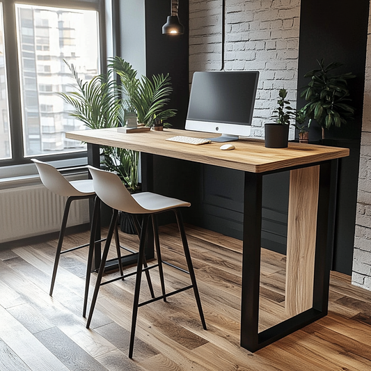 Oak Standing Workstation | High Meeting Table