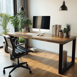 Solid Oak Office Desk (Steel Legs)