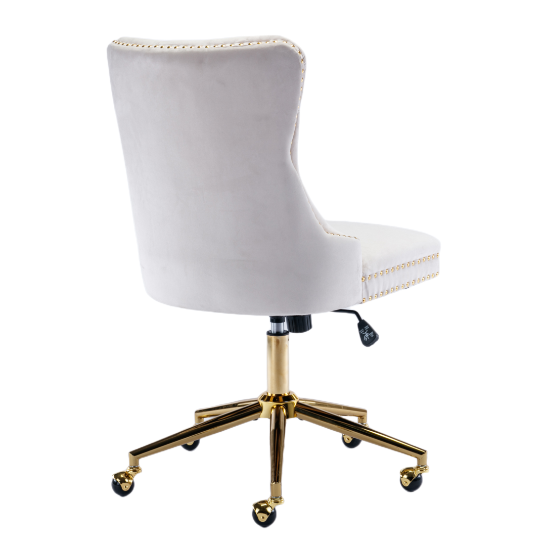 Deluxe Velvet Home Office Chair (Beige)