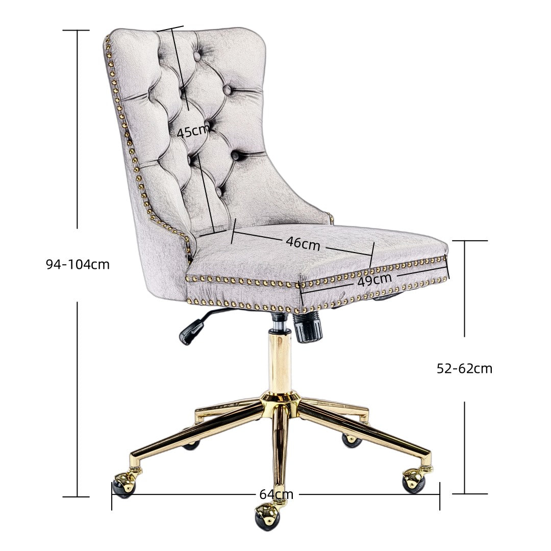 Deluxe Velvet Home Office Chair (Beige)