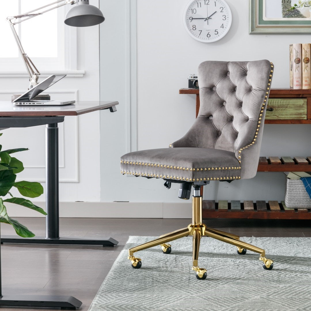 Deluxe Velvet Home Office Chair (Grey)