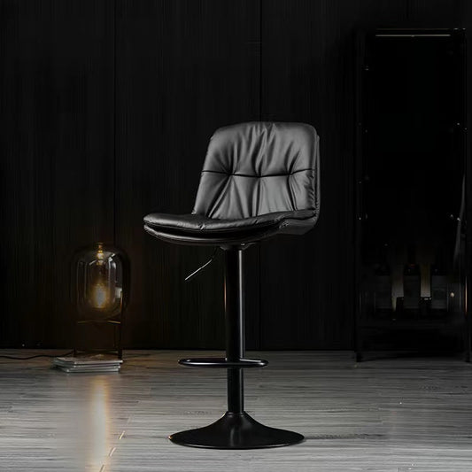 Vegan Leather Swivel Barstools BLACK (Set of 2)